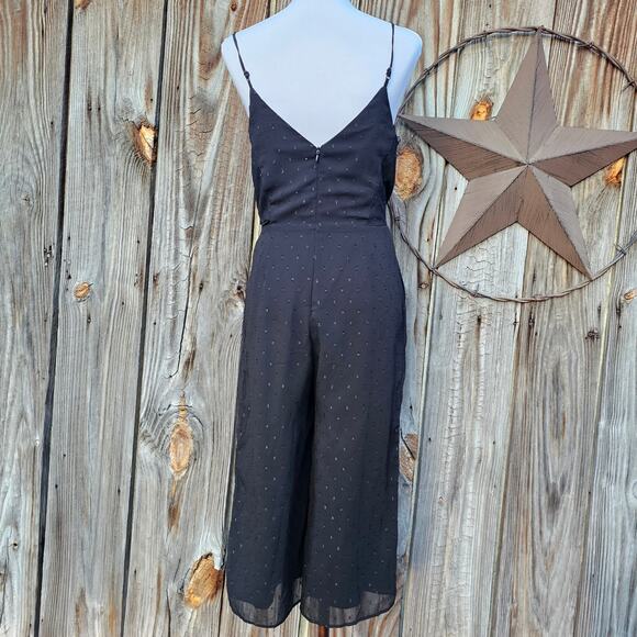 Black Sparkle Jumpsuit Everly Size S Small Sleeveless Wide Leg Crop Side Tie EUC - Picture 3 of 12